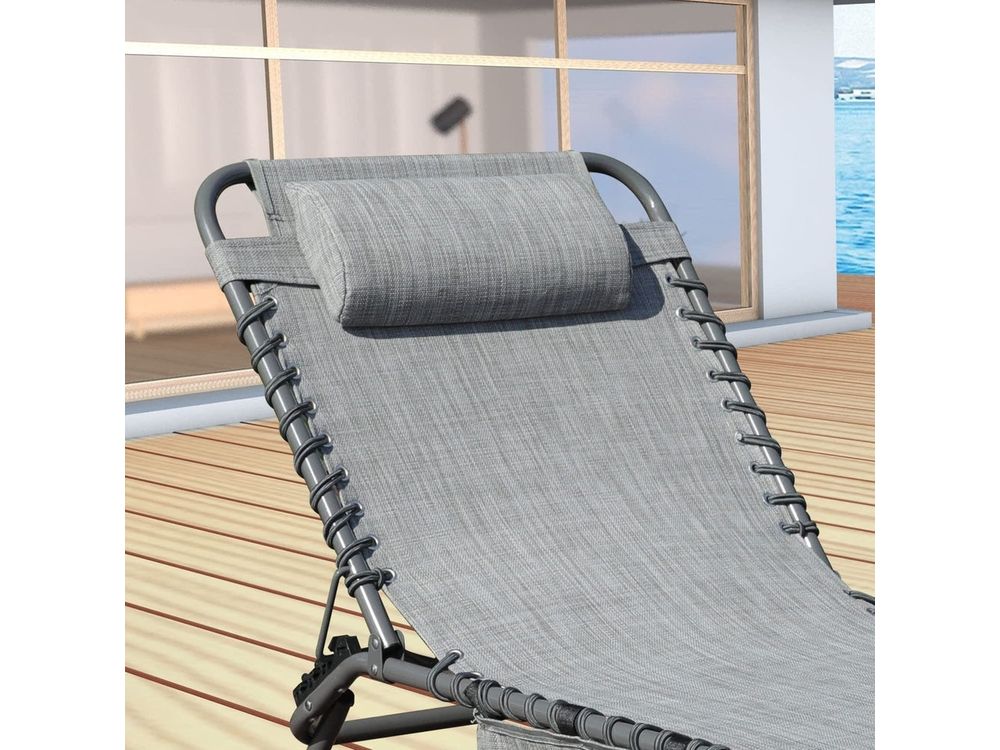 Foldable Patio Chaise Lounge Chair for Outdoor with Detachable Pocket and Pillow, Portable Adjustable Sun Lounger Recliner for Beach, Camping and Pool Style Your Walls